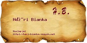 Hári Bianka névjegykártya