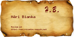 Hári Bianka névjegykártya